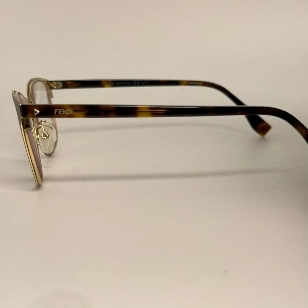 Fendi FF 0386 09Q Gold Tortoise Cat Eye Eyeglass Frames Italy 55-15-145